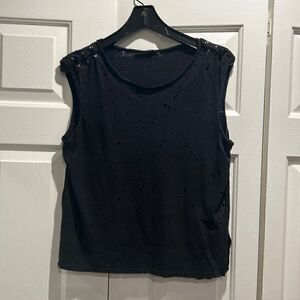 Terez Black Tank Top, Size Large